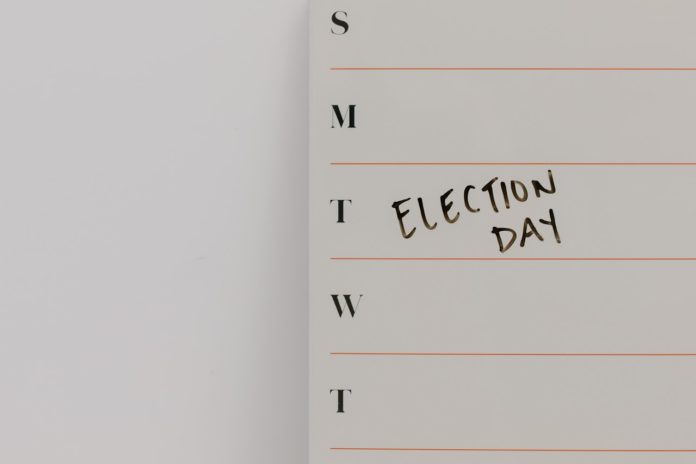 Calendar page with note on election day