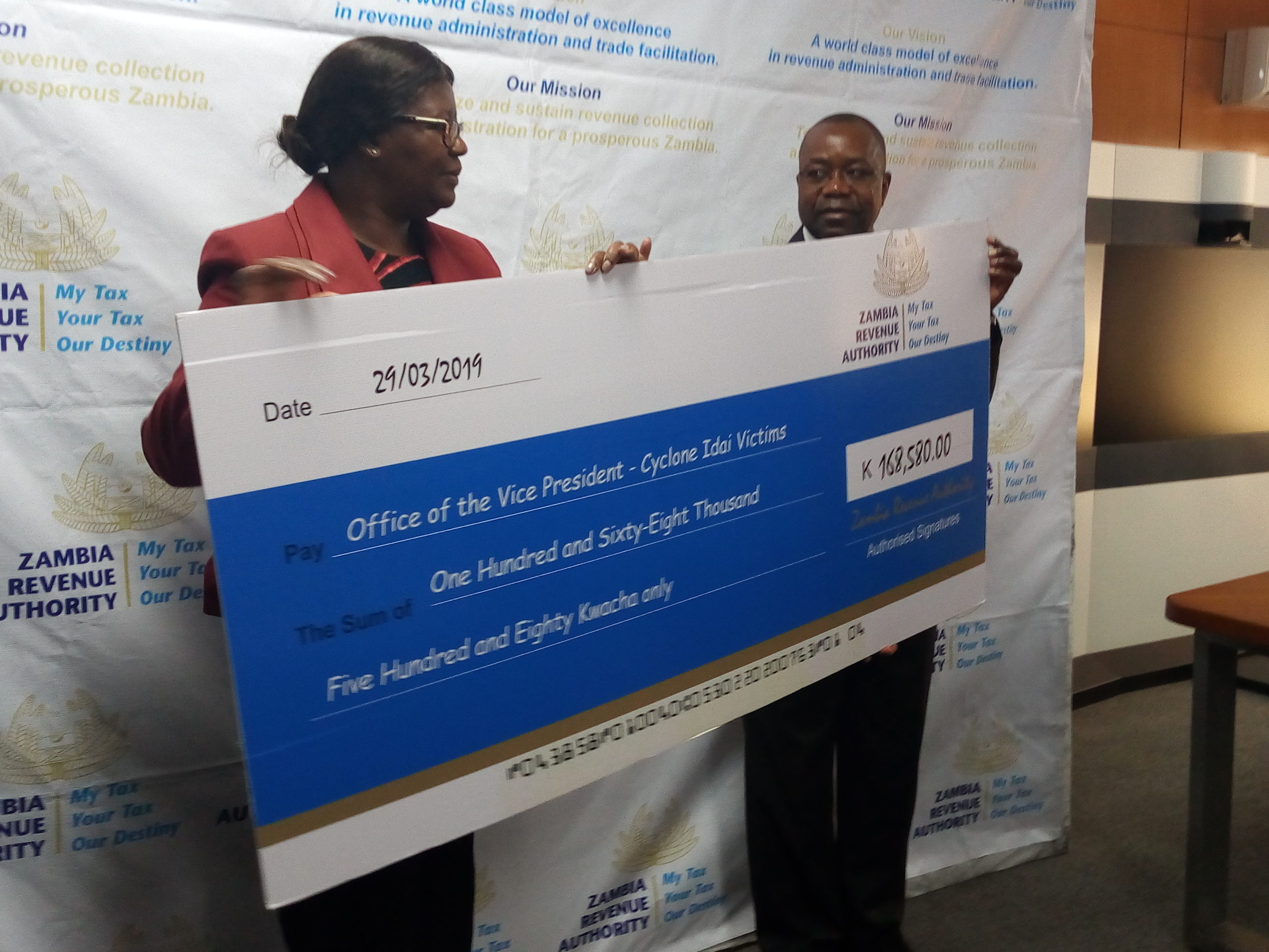 Zra Donates K168 580 Towards Cyclone Idai Victims Lusaka Star 0197