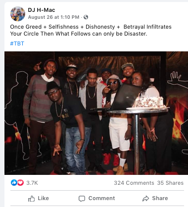 DJ H-Mac social media post